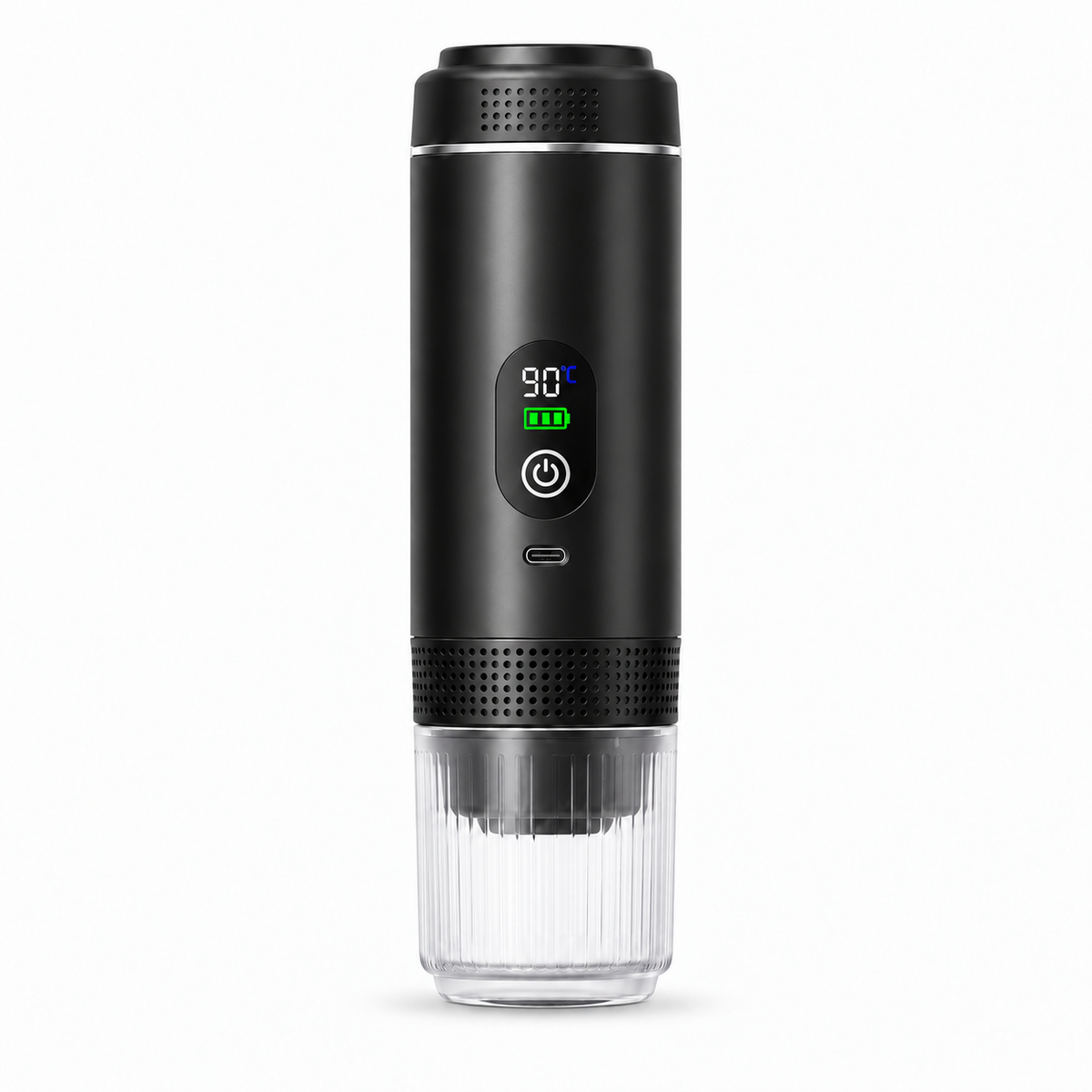 Cafetera portátil eléctrica KAVETO negra con pantalla LED